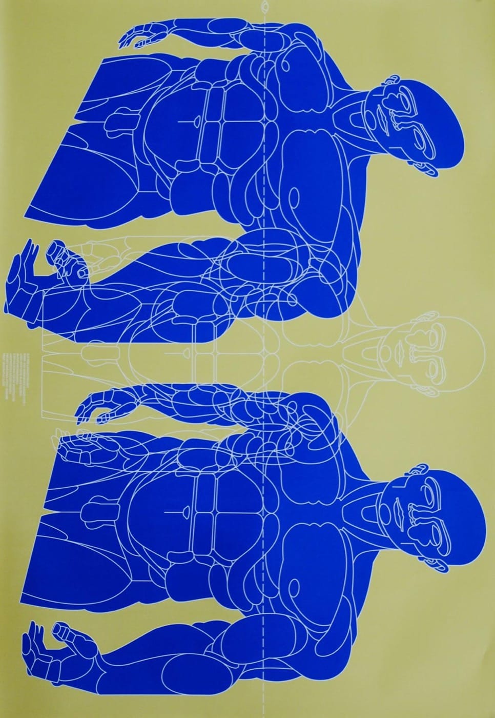 Zwei identische blaue Figuren