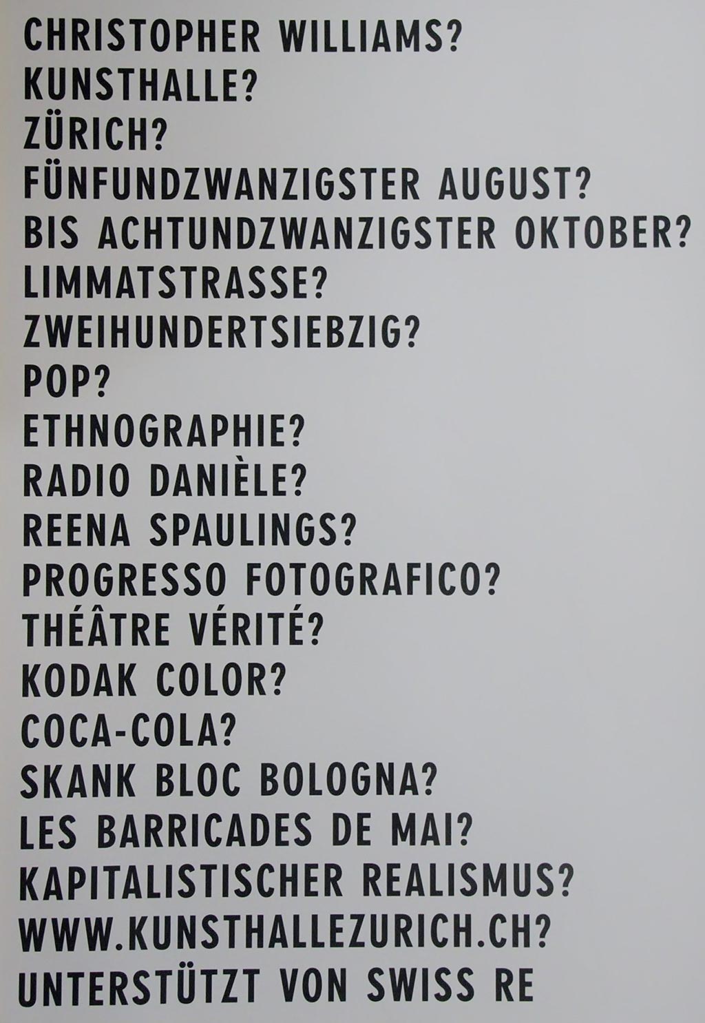 Untitled (Kunsthalle Zürich)