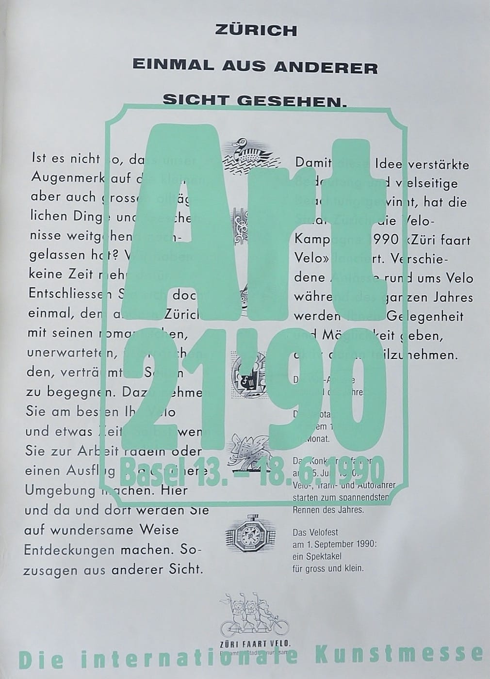Zürich einmal aus anderer Sicht gesehen Art 21'90