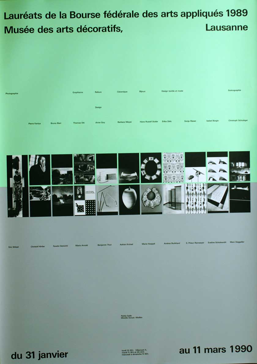 Lauréats de la Bourse fédérale des arts appliqués 1989